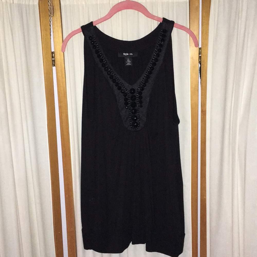 Style&Co. black studded fancy top